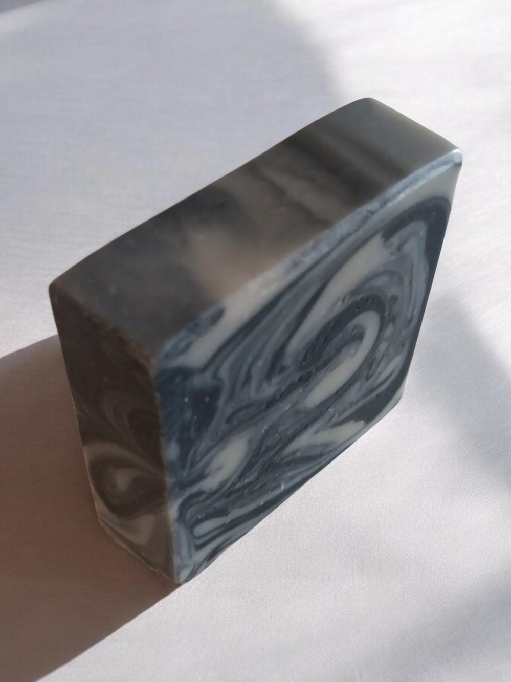 Handmade Swirled Soap Bar in Charcoal Gray & Cream / Cold Press Crimson Tide Bar